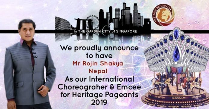 Rojin shakya as International coreographer and emcee og heritage pageant